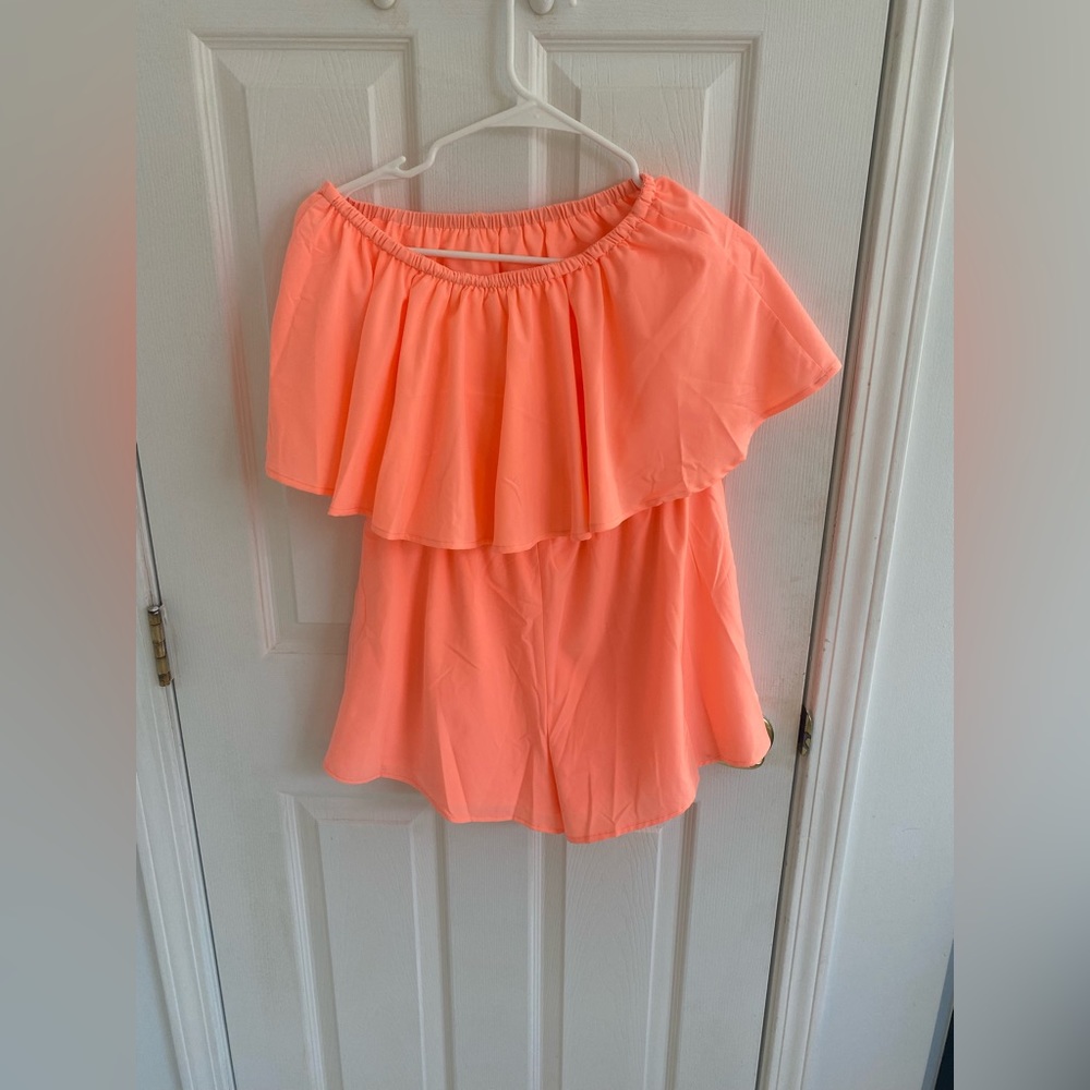 Neon coral romper